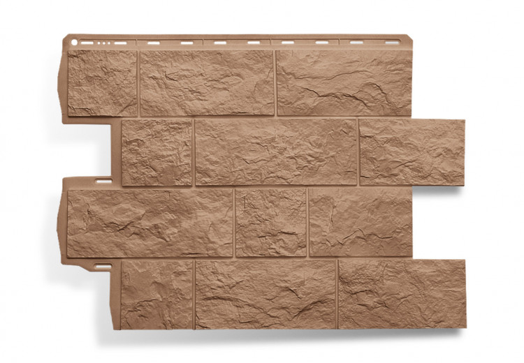 Фасадная панель (цокольный сайдинг) ТУФ ЭКО цвет бежевый (0.796*0.591) Альта-Профиль