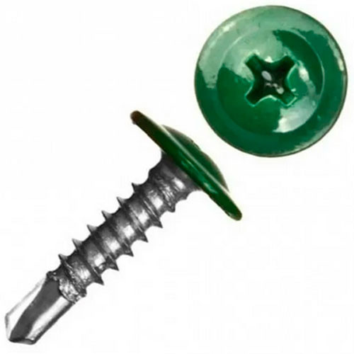 4.2*16 саморезы с пресшайбой  со сверлом RAL 6005 (250 шт.)