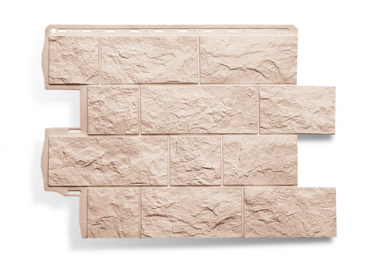 Фасадная панель (цокольный сайдинг) ТУФ ЭКО цвет кремовый (0.796*0.591) Альта-Профиль